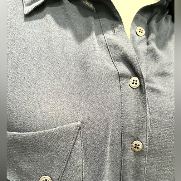 New Navy Matty Willow Clay Button Down Long Roll-up Sleeve Dress - Picture 6 of 12